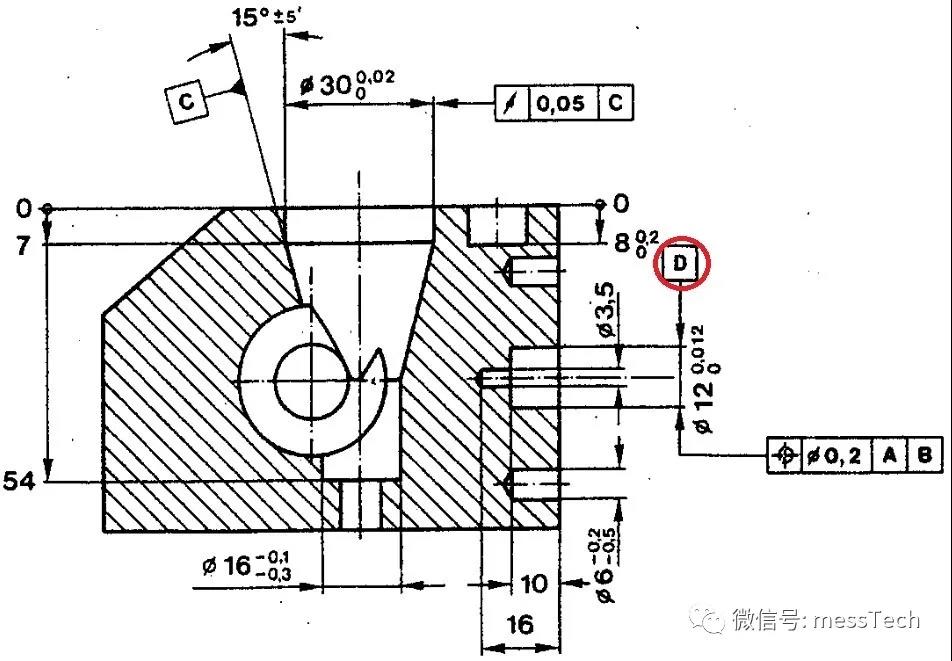 cadcube图纸中最复杂的位置度测量如下图标注:calypso初级培训中关于